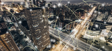 City with connecting lines